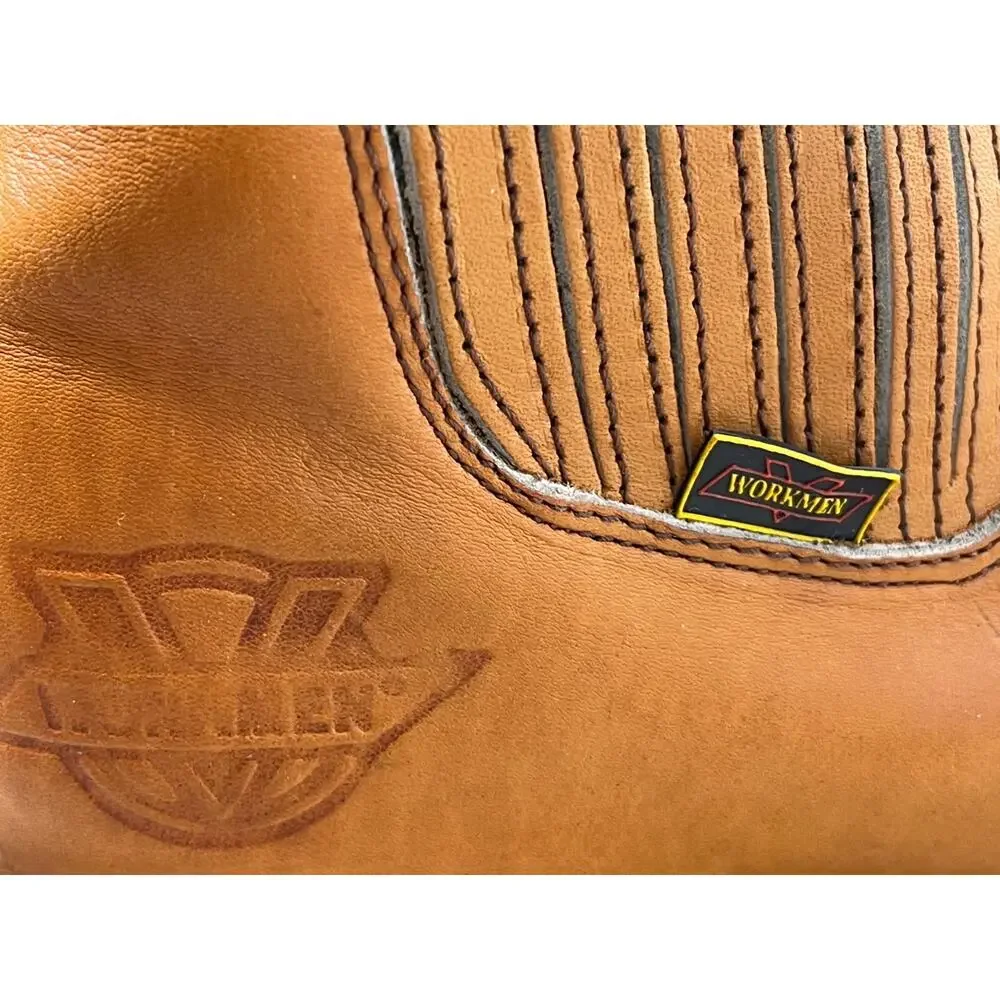 Boots Mens 12 D Workmen-V Leather Chelsea Work Pull On Goodyear Welt Honey Used